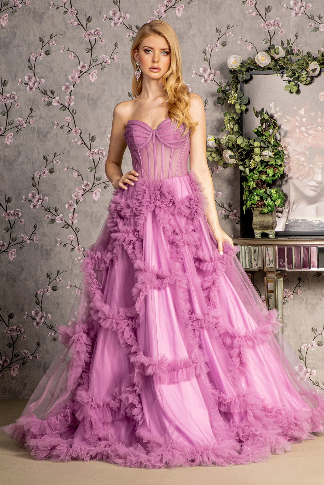 Strapless Sheer Bodice Sweetheart Women Formal Dress by GLS by Gloria - GL3455 - Special Occasion/Curves