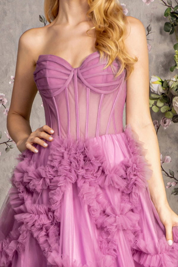 Strapless Sheer Bodice Sweetheart Women Formal Dress by GLS by Gloria - GL3455 - Special Occasion/Curves