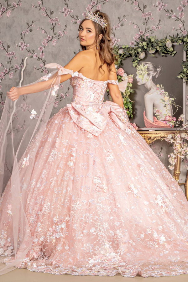 Sequin Off Shoulder Sweetheart Neck Quinceanera Dress by GLS by Gloria - GL3465