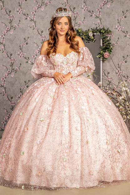 Embroidery Puff Sleeves Sweetheart Quinceanera Dress by GLS by Gloria - GL3466