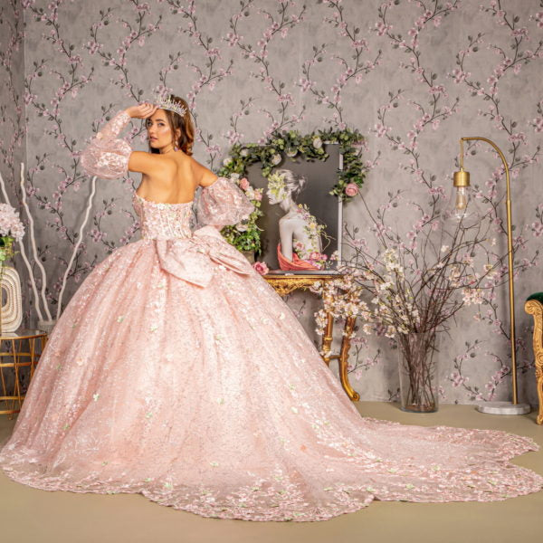 Embroidery Puff Sleeves Sweetheart Quinceanera Dress by GLS by Gloria - GL3466