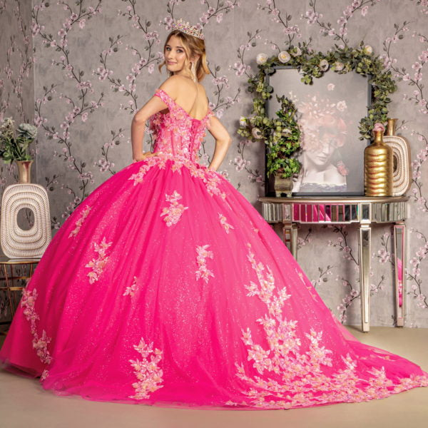 Glitter Off Shoulder Sweetheart Quinceanera Dress by GLS by Gloria - GL3469