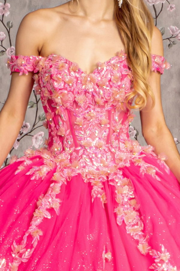 Glitter Off Shoulder Sweetheart Quinceanera Dress by GLS by Gloria - GL3469