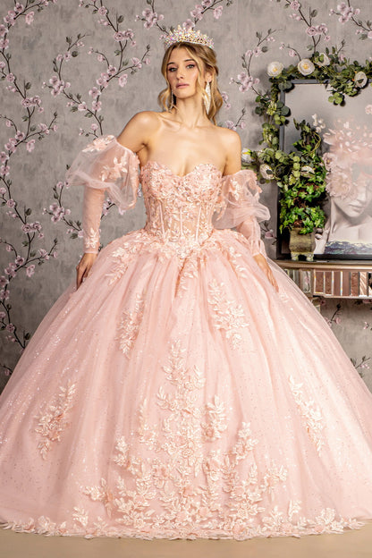 Glitter Embroidery Sweetheart Quinceanera Dress by GLS by Gloria - GL3476