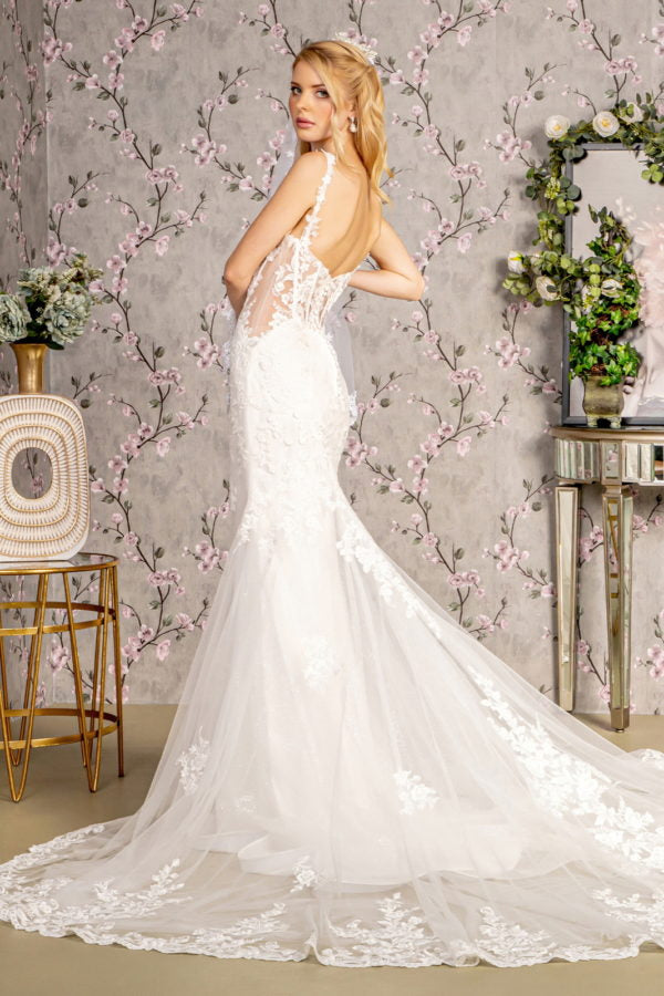 Embroidery Straight Across Neck Mermaid Women Bridal Dress by GLS by Gloria - GL3478 - Special Occasion/Curves