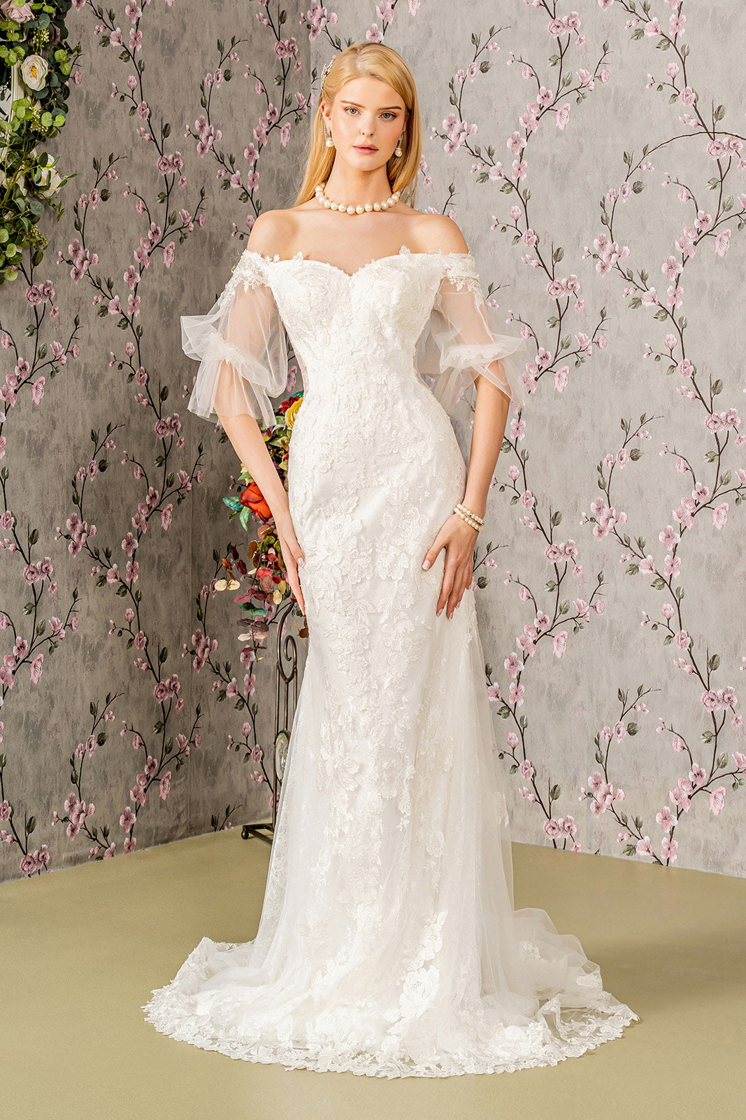 Floral Embroidery Mermaid Women Bridal Dress by GLS by Gloria - GL3479 - Special Occasion/Curves