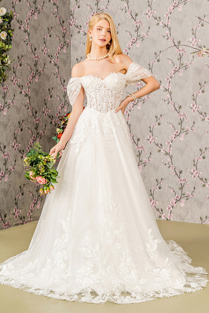 Floral Embroidery A-Line Women Bridal Dress by GLS by Gloria - GL3480 - Special Occasion/Curves