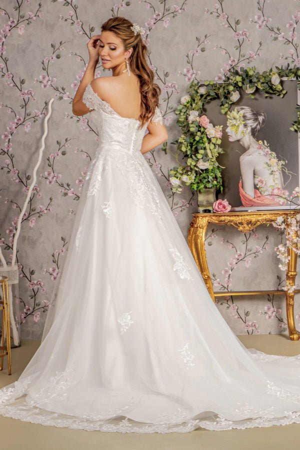 Jewel Off Shoulder A-Line Women Bridal Dress by GLS by Gloria - GL3481 - Special Occasion/Curves