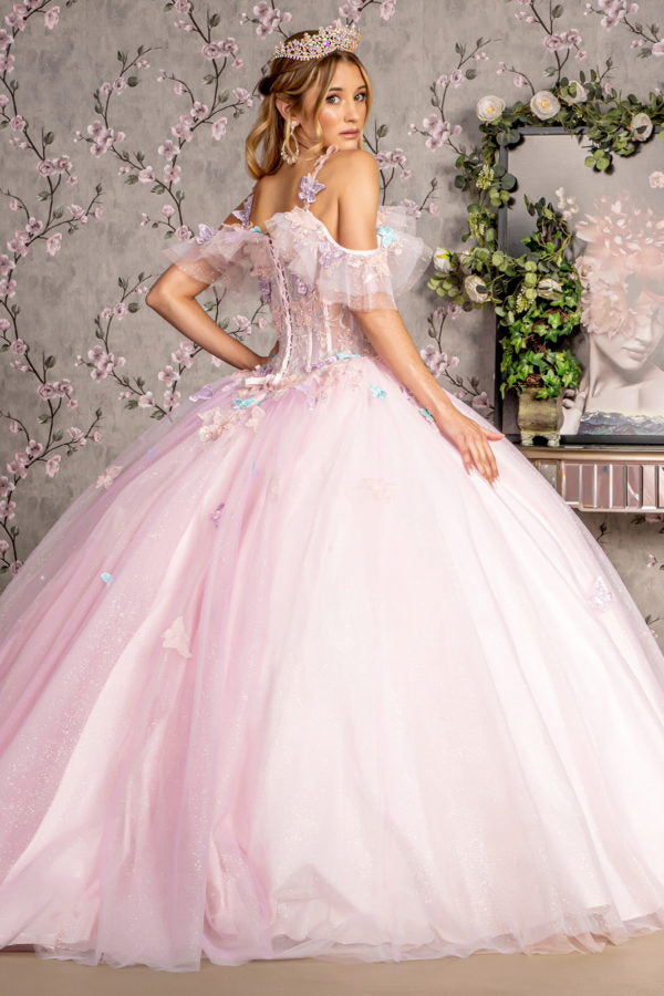 3D Butterfly Sweetheart Neckline Quinceanera Dress by GLS by Gloria - GL3483