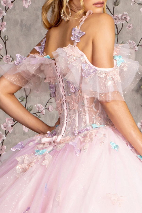 3D Butterfly Sweetheart Neckline Quinceanera Dress by GLS by Gloria - GL3483