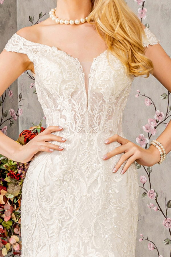 Embroidery Off Shoulder Trumpet Women Bridal Dress by GLS by Gloria - GL3490 - Special Occasion/Curves