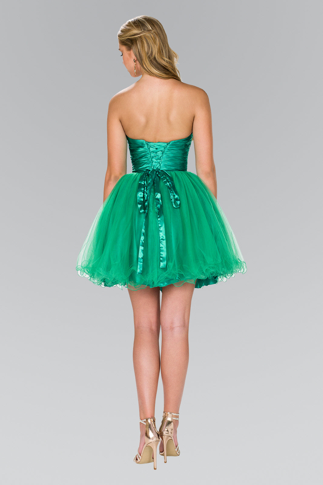 Elizabeth K - GS1050 - Strapless Straight Across Tulle Cocktail Dress - Short