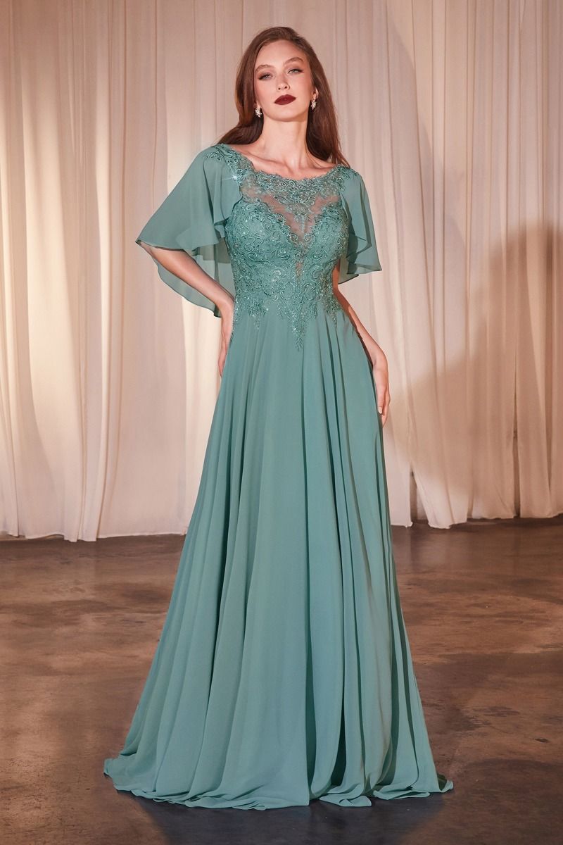 A-LINE CHIFFON GOWN by Cinderella Divine HT101 - Special Occasion