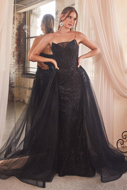 Glitter Strapless Sweetheart Neckline Gown By Ladivine J858 - Women Evening Formal Gown - Special Occasion