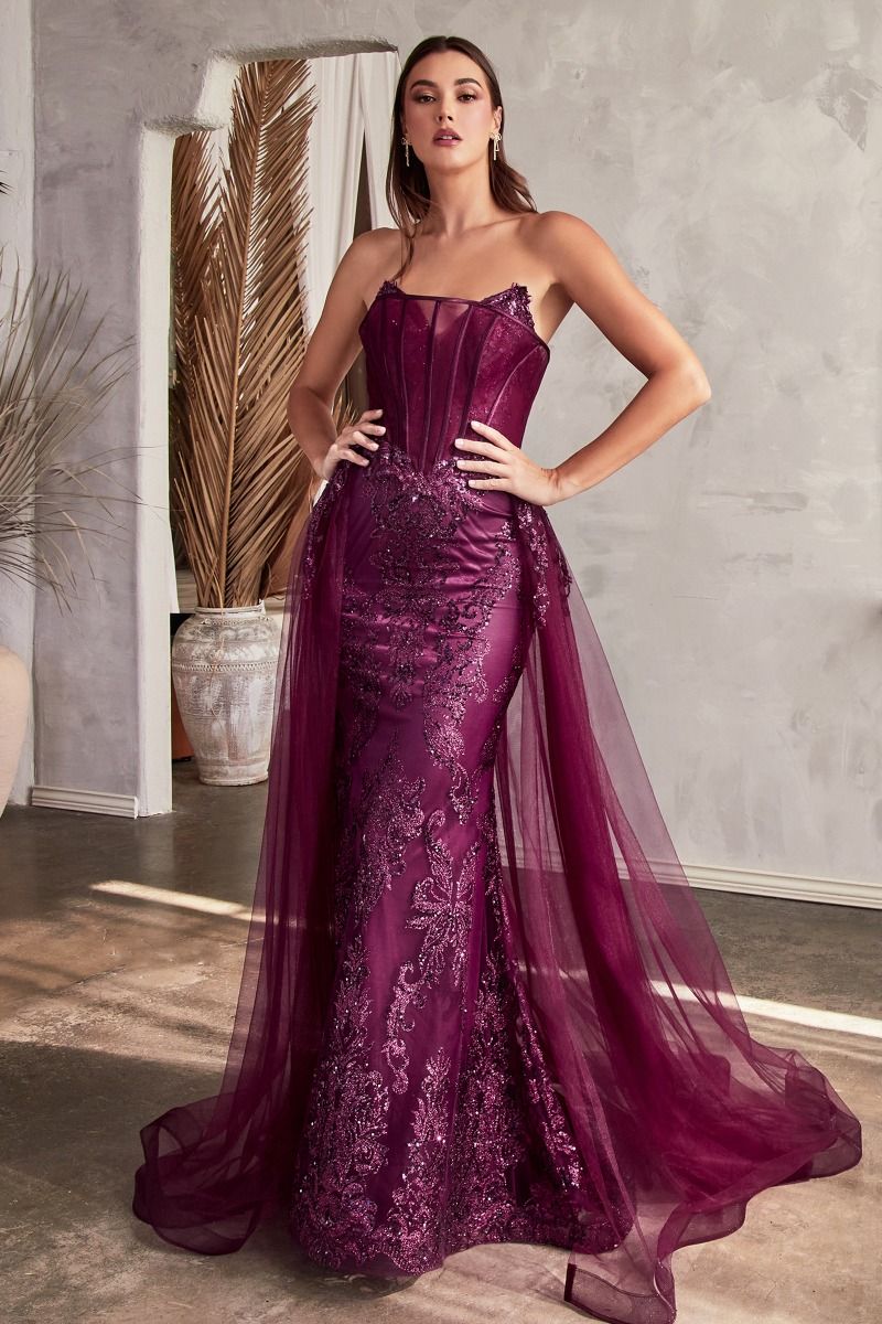 Glitter Strapless Sweetheart Neckline Gown By Ladivine J858 - Women Evening Formal Gown - Special Occasion