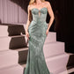 Embellished Strapless Mermaid Gown by Cinderella Divine J871 - Special Occasion