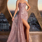 Strapless Scoop Neckline Leg Slit Gown by Cinderella Divine J872 - Special Occasion