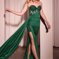 Strapless Sweetheart Neckline Leg Slit Gown by Ladivine J875 - Special Occasion/Curves