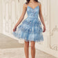 Glitter Printed A-Line Short Dress by Cinderella Divine KV1090 - Special Occasion