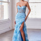 Strapless Layered Ruffle Mermaid Gown by Cinderella Divine KV1095 - Special Occasion/Curves