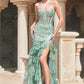 Strapless Layered Ruffle Mermaid Gown by Cinderella Divine KV1095 - Special Occasion/Curves