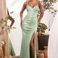 Fitted Sweetheart Neckline Leg Slit Gown by Cinderella Divine OC021 - Special Occasion