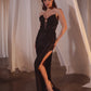 Strapless Fitted Lace Sheath Leg Slit Gown by Cinderella Divine CDS465 - Special Occasion