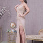 Sequin V-Neck Sheer Bodice Mermaid Slit Women Formal Dress by GLS by Gloria - GL3151 - Special Occasion/Curves