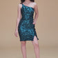 Elizabeth K - GS3093 - Sequin Straight Across Neck Cocktail Dress - Short