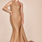 Satin One Shoulder Mermaid Gown by Cinderella Divine PT004 - Special Occasion