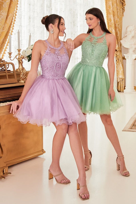 Halter Tulle layered Short Cocktail dress by Cinderella Divine - UJ0119