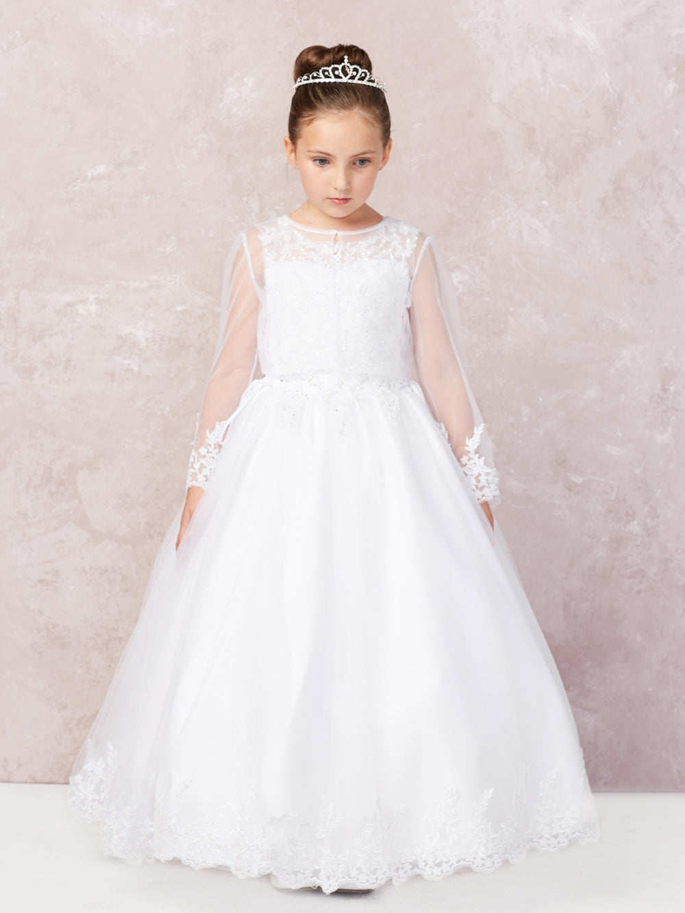 Flower Girl Dress with Lace Bodice with Lace Hem by TIPTOP KIDS - AS1182X