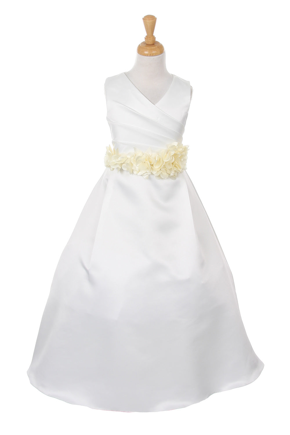 Pleated Satin Flower Girl Dress by Cinderella Couture USA AS1186