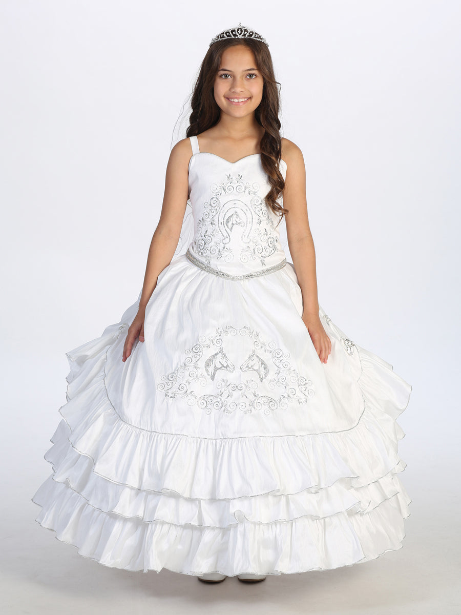 Flower Girl Dress with Sweetheart Bodice and Ruffle Hem by TIPTOP KIDS - AS1187