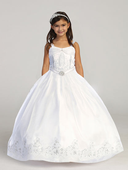 Flower Girl Dress - Floral Lace Organza Overlay Dress by TIPTOP KIDS - AS1203