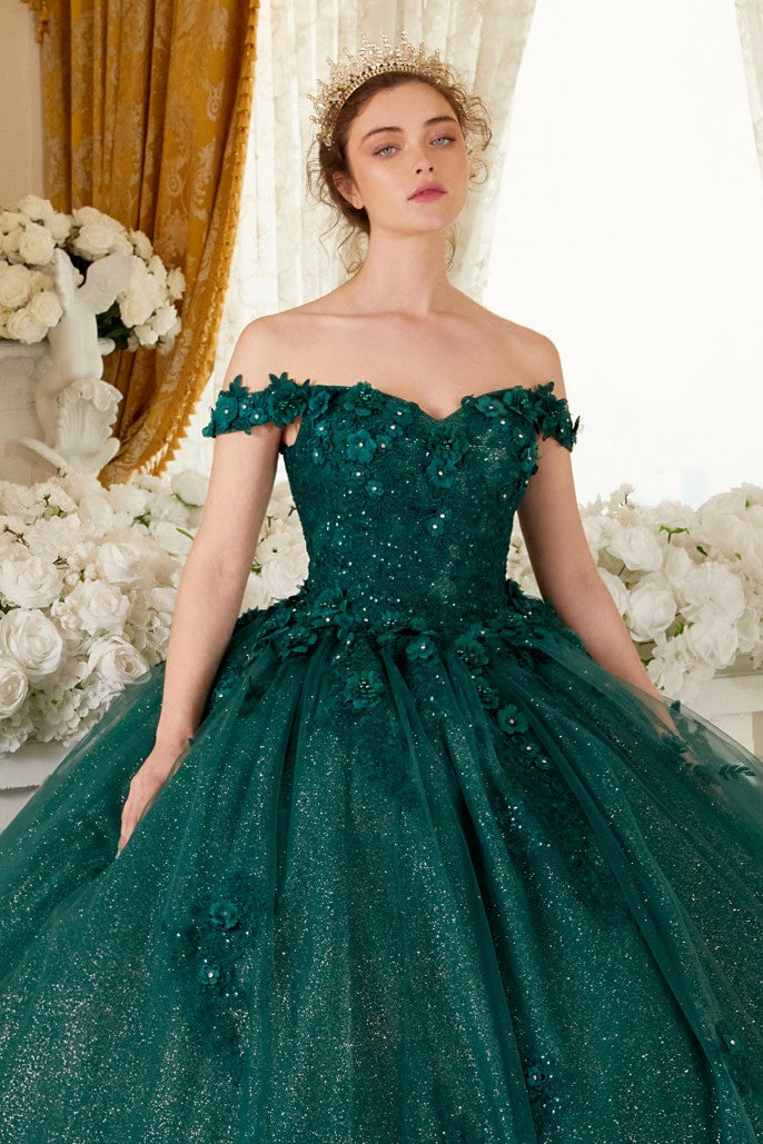 Off The Shoulder Floral Quinceanera Ball Gown By Ladivine 15702