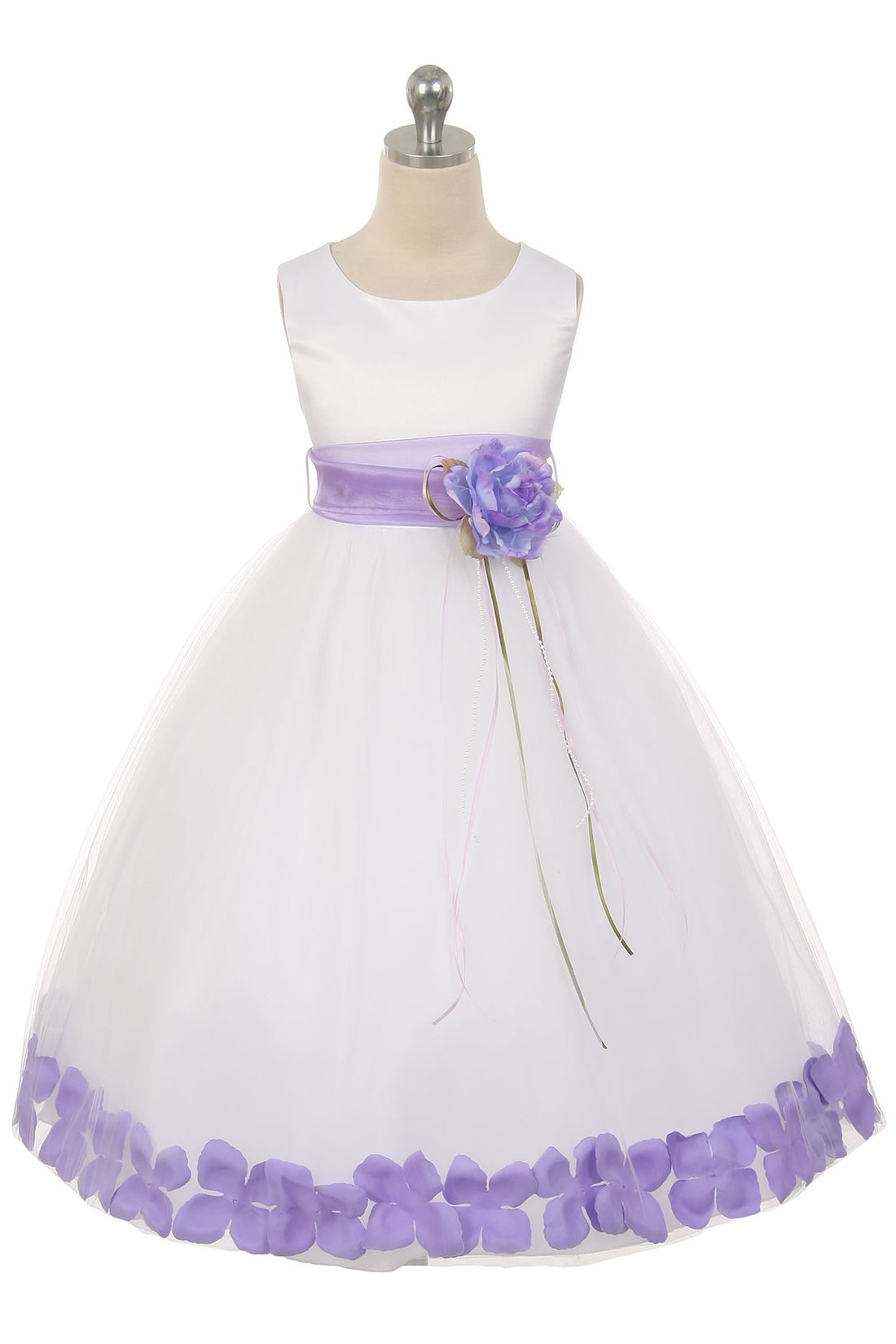 Satin Flower Petal White Flower Girl Dress 1of2 by AS160B Kids Dream - Girl Formal Dresses