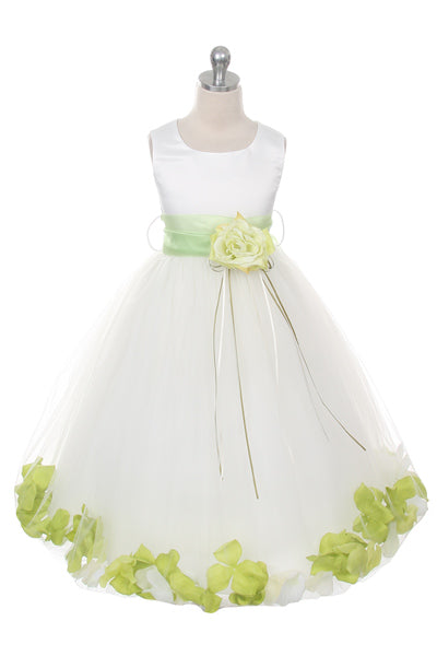 Satin Flower Petal White Flower Girl Dress 1of2 by AS160B Kids Dream - Girl Formal Dresses