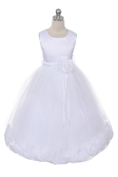 Satin Flower Petal White Flower Girl Dress 1of2 by AS160B Kids Dream - Girl Formal Dresses