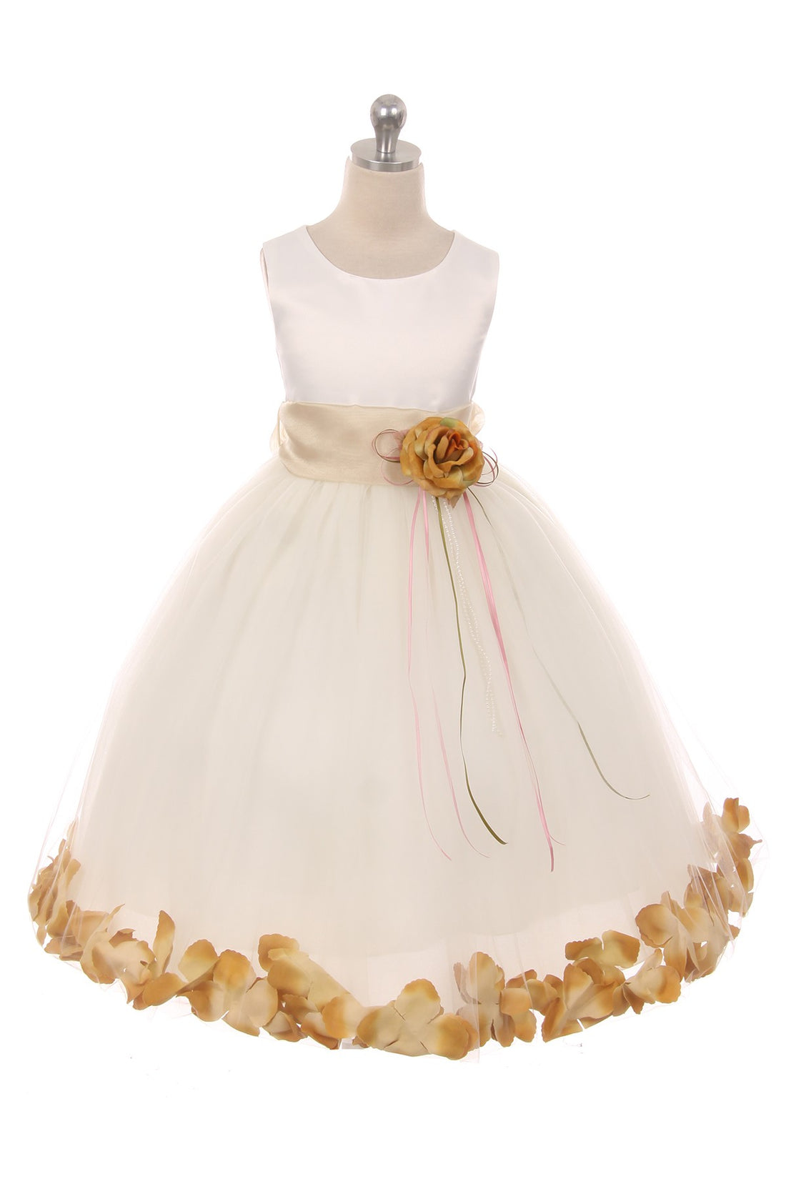 Satin Flower Petal White Flower Girl Dress 1of2 by AS160B Kids Dream - Girl Formal Dresses