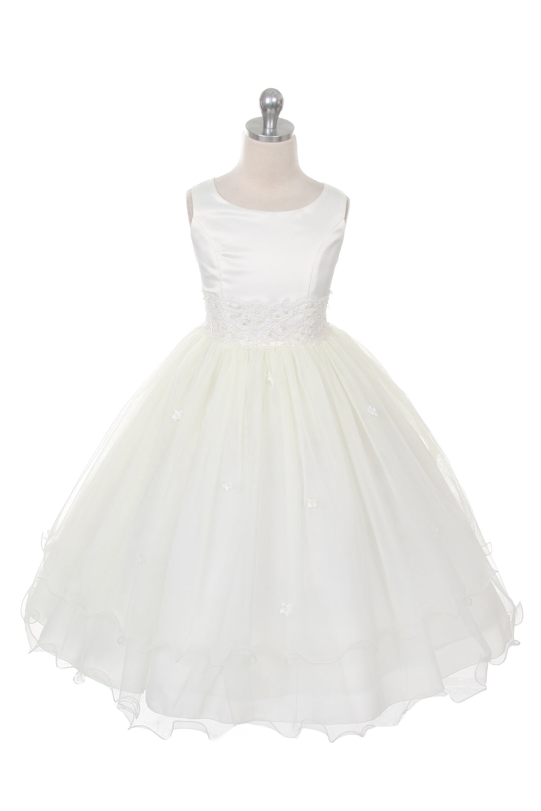 Girl Party Lace Trim Long Tulle Dress by AS198 Kids Dream - Girl Formal Dresses