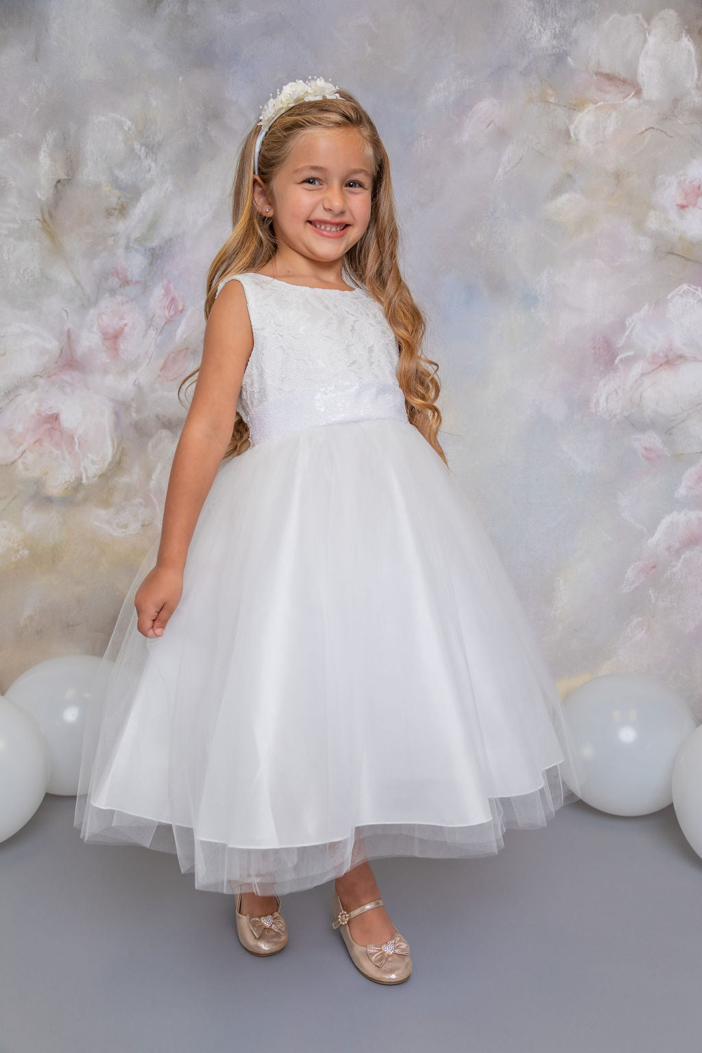 Lace Sequin Back V Flower Girl Dress by AS522 Kids Dream - Girl Formal Dresses