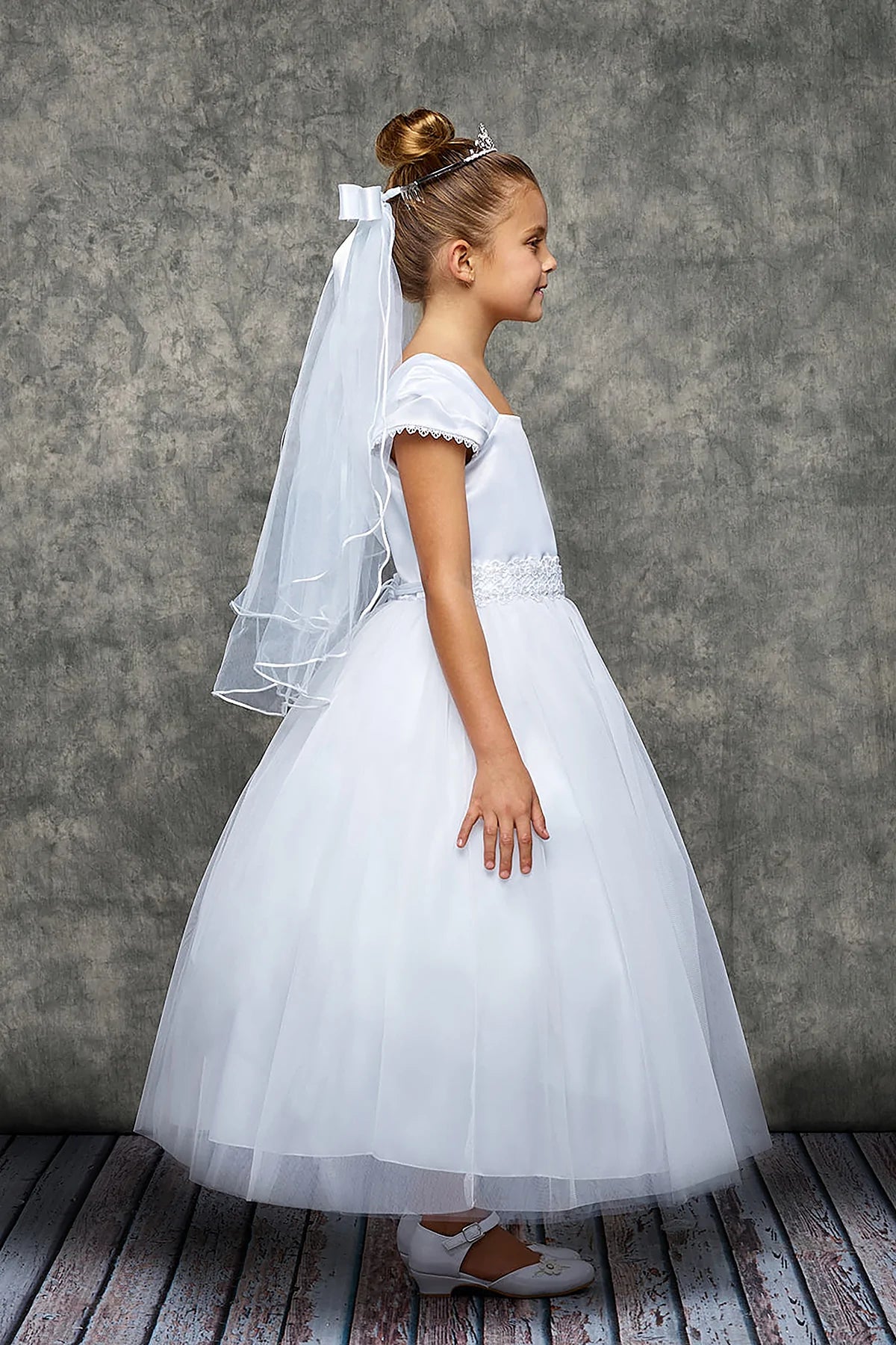 Kids Dream - 222- Pleated Cap Sleeve Long Flower Girl Dress