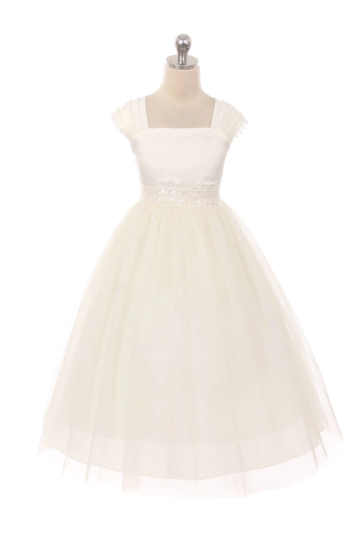 Kids Dream - 222- Pleated Cap Sleeve Long Flower Girl Dress