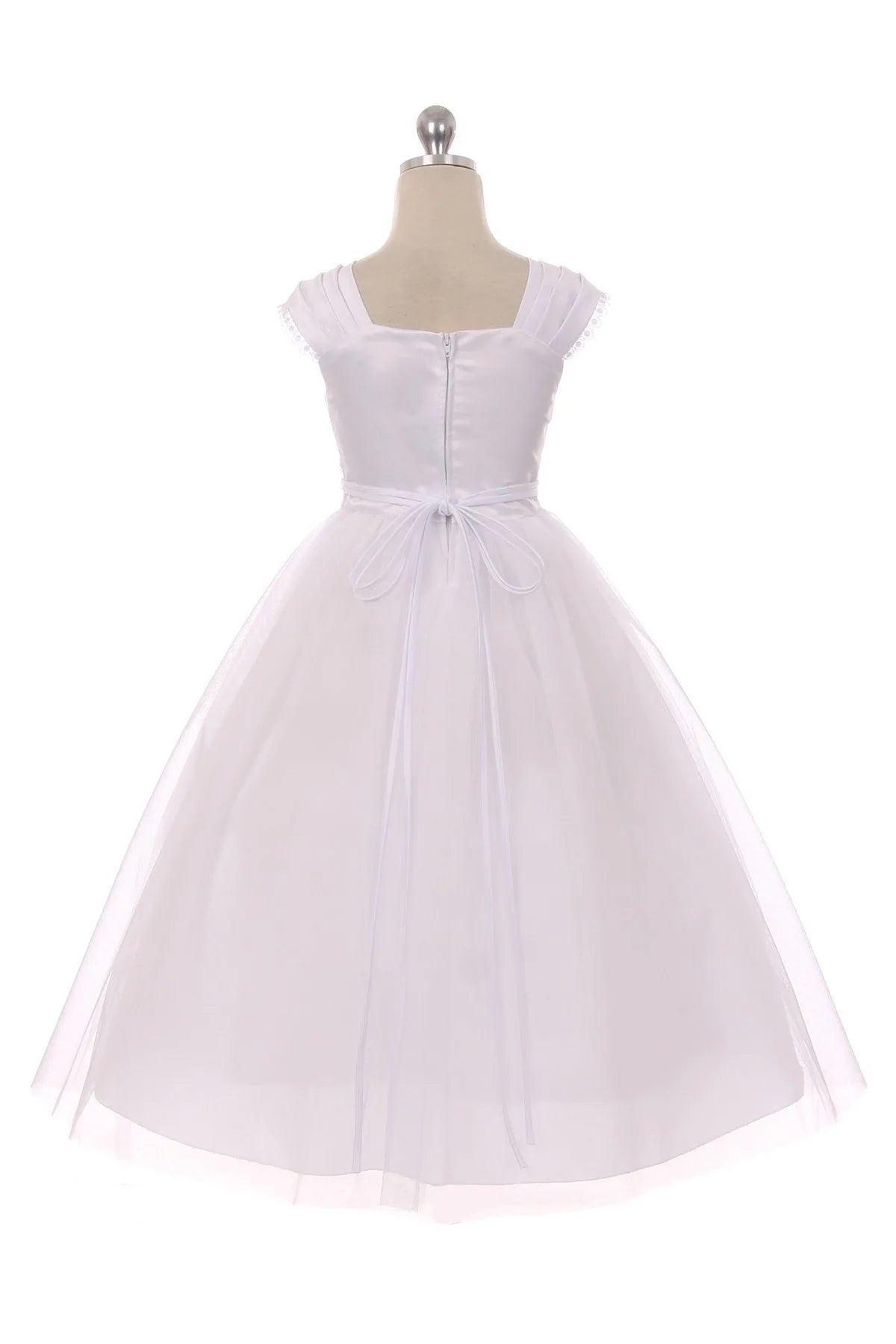 Kids Dream - 222- Pleated Cap Sleeve Long Flower Girl Dress