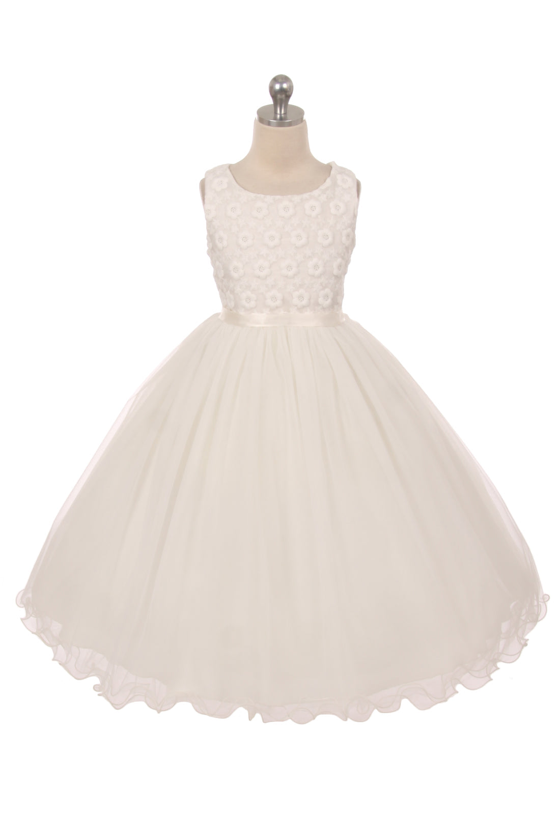 Flower Embroidered Tulle Flower Girl Dress by AS368 Kids Dream - Girl Formal Dresses