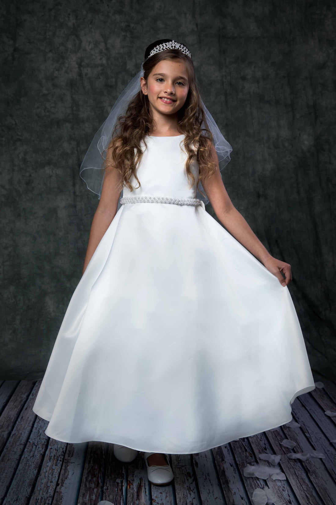 Girl Long Satin Flowergirl Dress- AS386 Kids Dream