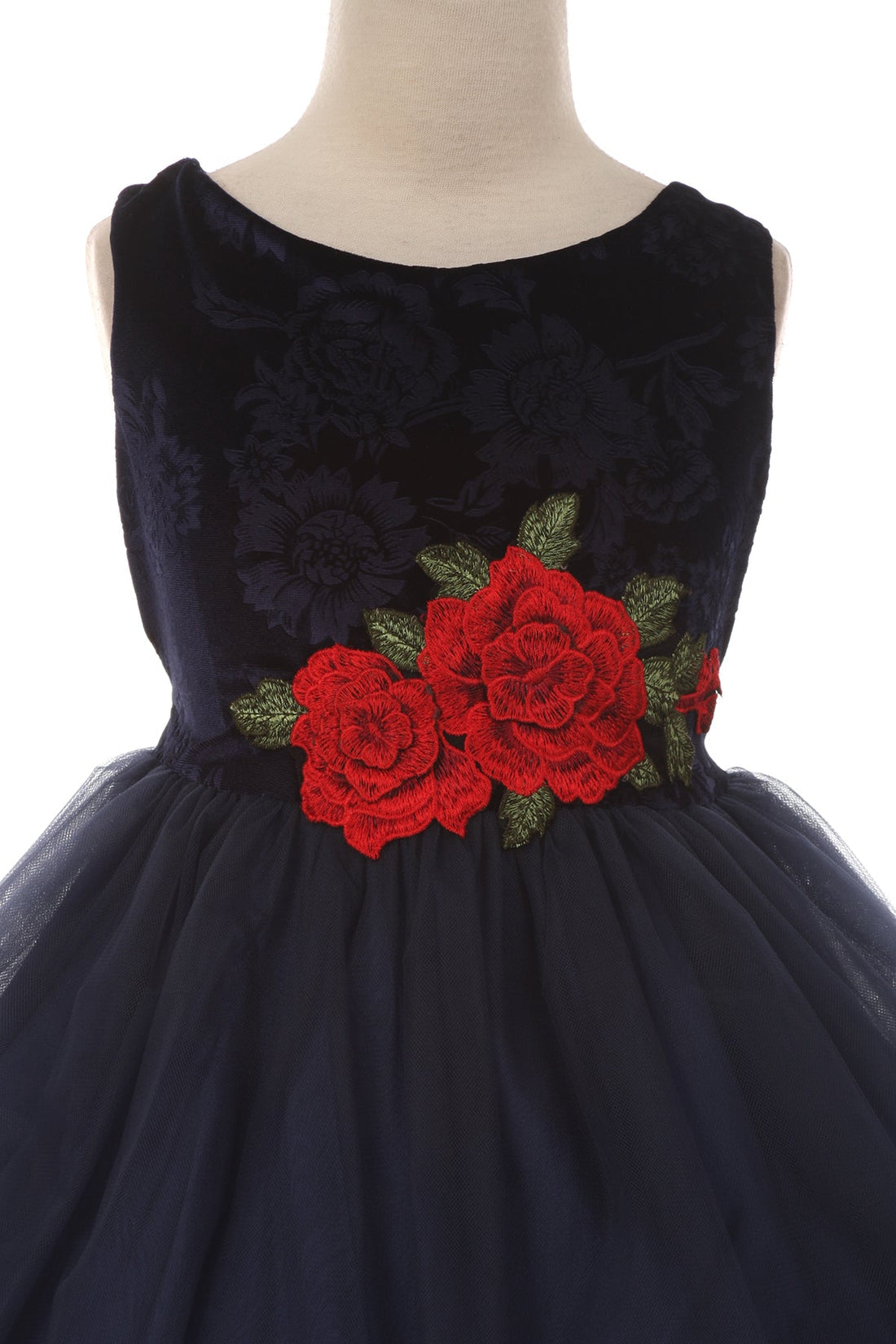 Velvet Rose Patch Girl Party Dress by AS396 Kids Dream - Girl Formal Dresses