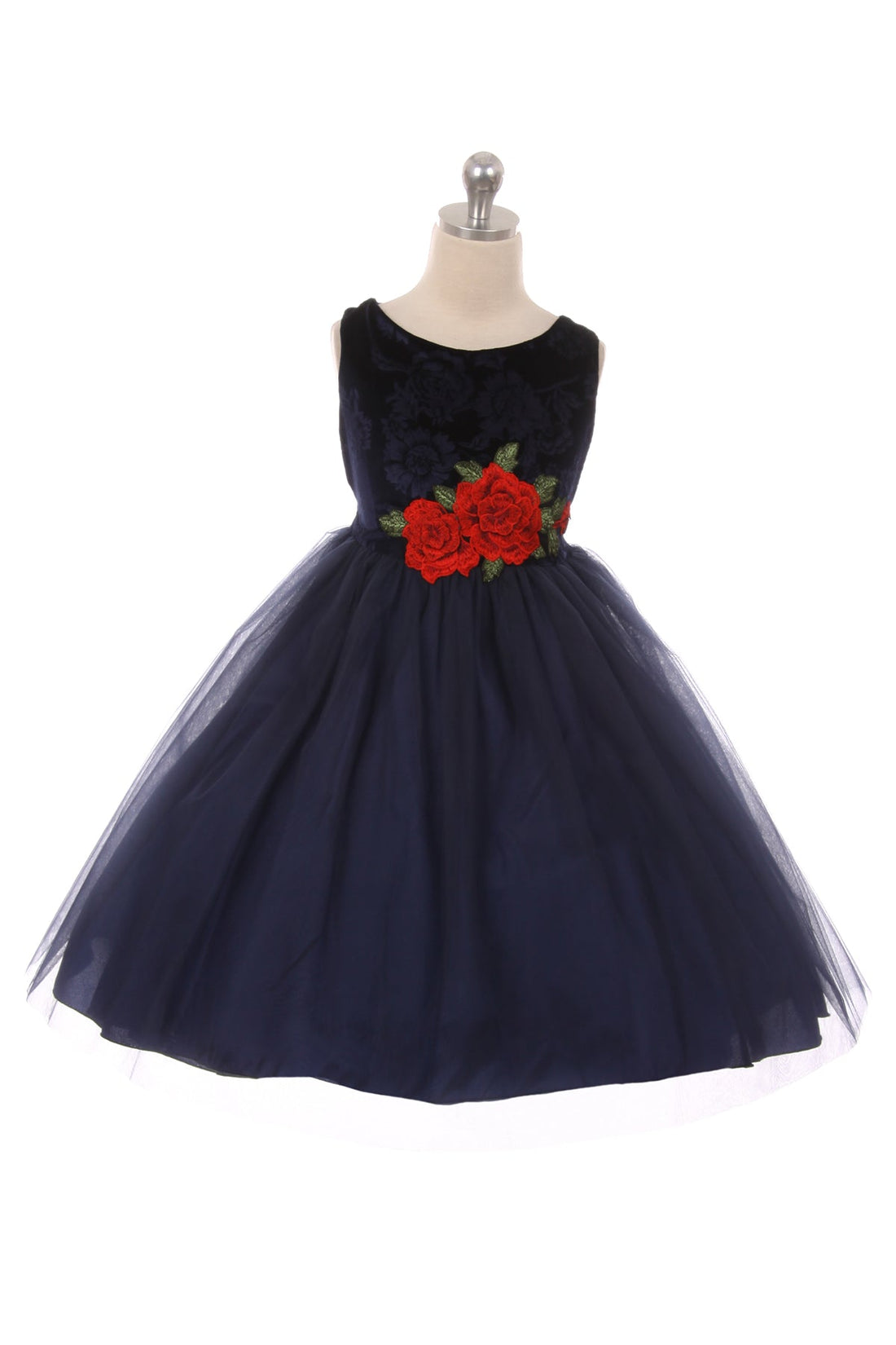 Velvet Rose Patch Girl Party Dress by AS396 Kids Dream - Girl Formal Dresses