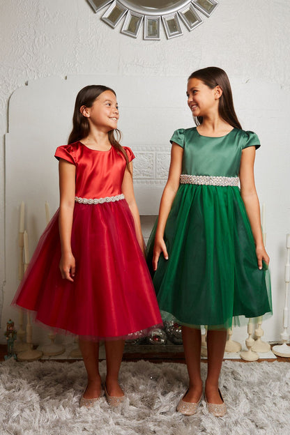 Sleeve Satin Girl Party Dress with Tulle by AS452 Kids Dream - Girl Formal Dresses